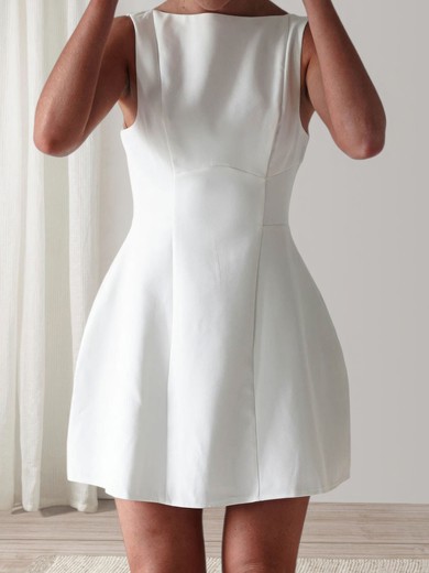 Elegant White Skater Stretch Crepe Short Prom Dresses #UKM02054670