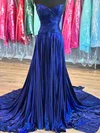 Sparkly A-line V-neck Metallic Prom Dresses With Ruched #UKM020125000