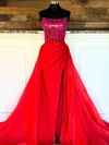 Ball Gown Strapless Satin Corset Prom Dresses With Beading #UKM020125007