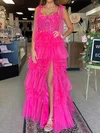 Ball Gown Sweetheart Tulle Tiered Prom Dresses With Appliques #UKM020125018