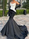 Unique Trumpet/Mermaid Satin Straight Ruched Prom Dresses #UKM020125056