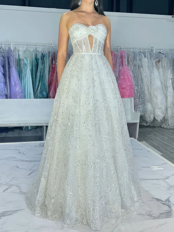 Ball Gown Strapless Tulle Cut Out Prom Dresses With Ruched #UKM020125135
