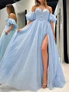 Ball Gown Off-the-shoulder Tulle Prom Dresses With Puff Sleeve #UKM020125202