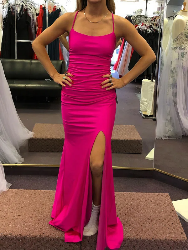 Sheath/Column Square Neck Jersey Prom Dresses With Ruched #UKM020124865