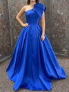 Ball Gown One Shoulder Satin Modest Prom Dresses With Bow #UKM020124878