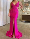 Sheath/Column V-neck Jersey Cut Out Beaded Prom Dresses #UKM020124919