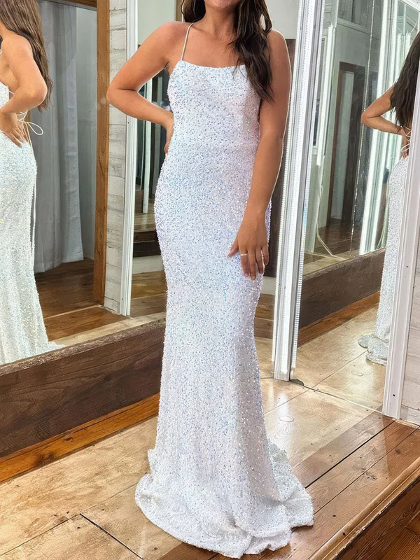 Sheath/Column Square Neck Sparkly Sequin Prom Dresses #UKM020124925