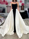 Ball Gown Strapless Satin Velvet Prom Dresses #UKM020124962