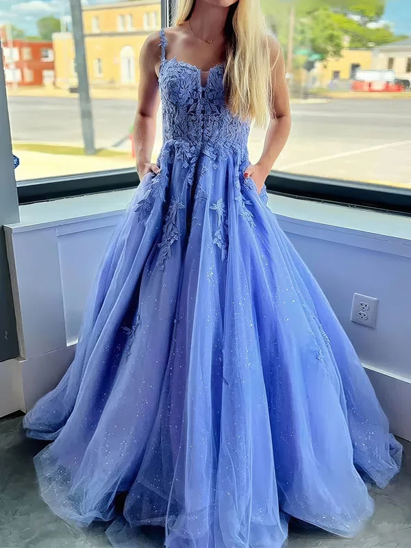 Ball Gown Sweetheart Tulle Prom Dresses With Appliques #UKM020124979