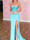 Sheath/Column Scoop Neck Jersey Beaded Prom Dresses With Ruched #UKM020125736