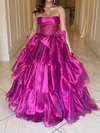 Glitter Ball Gown/Princess Bow Ruched Tiered Prom Dresses #UKM020125741