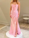Sheath/Column Sweetheart Satin Corset Prom Dresses With Ruched #UKM020125744