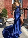 Sheath/Column Strapless Satin Cut Out Prom Dresses With Ruched #UKM020125759
