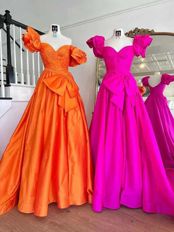 Ball Gown Sweetheart Satin Modest Prom Dresses With Bow #UKM020125764