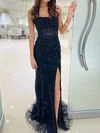 Sheath/Column Strapless Lace Tulle Corset Prom Dresses With Appliques #UKM020125815
