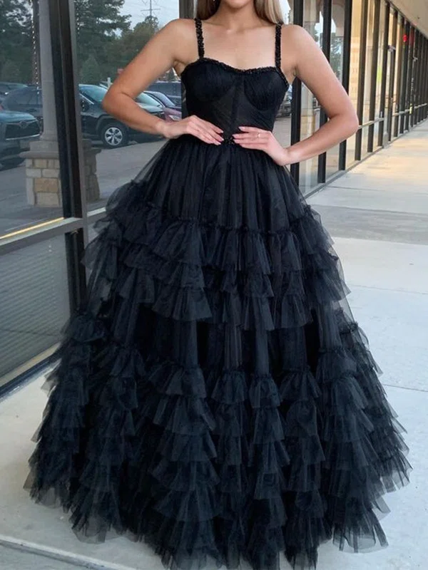 Ball Gown Sweetheart Tulle Ruffle Tiered Prom Dresses #UKM020125865