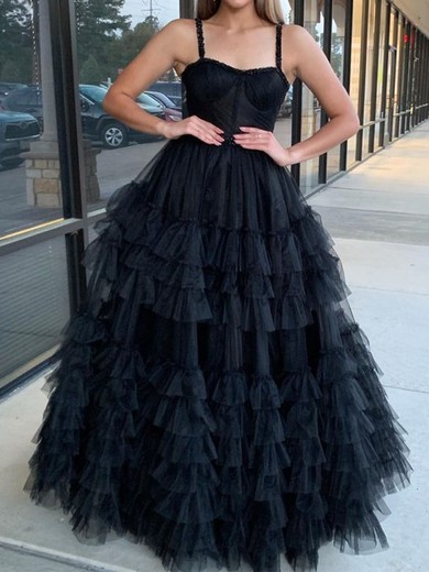 Ball Gown Sweetheart Tulle Ruffle Tiered Prom Dresses #UKM020125865