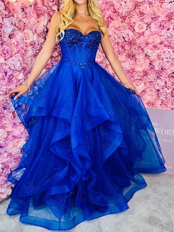 Ball Gown Sweetheart Tulle Ruffle Tiered Prom Dresses #UKM020126046