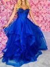 Ball Gown Sweetheart Tulle Ruffle Tiered Prom Dresses #UKM020126046