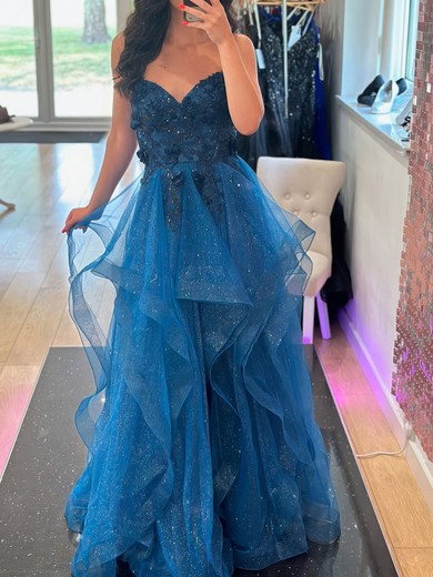Princess Sweetheart Tulle Ruffle Prom Dresses With 3D Floral #UKM020126052