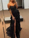 Ball Gown Off-the-shoulder Satin Tiered Prom Dresses With Beading #UKM020126112