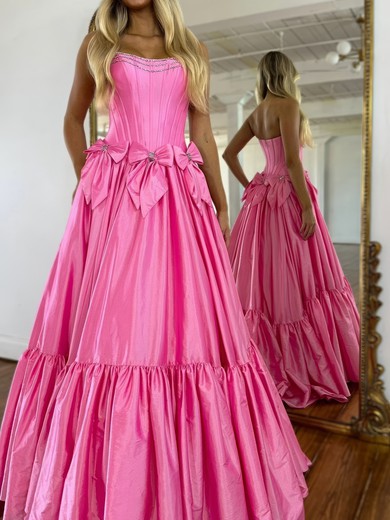 Unique Ball Gown/Princess Satin Straight Bow Ruched Prom Dresses #UKM020126159