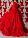 Ball Gown One Shoulder Tulle Ruffle Tiered Prom Dresses #UKM020126200
