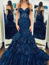 Mermaid Off-the-shoulder Tulle Tiered Prom Dresses With Appliques #UKM020126216