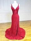 Sheath/Column V-neck Lace Corset Beaded Prom Dresses #UKM020126266