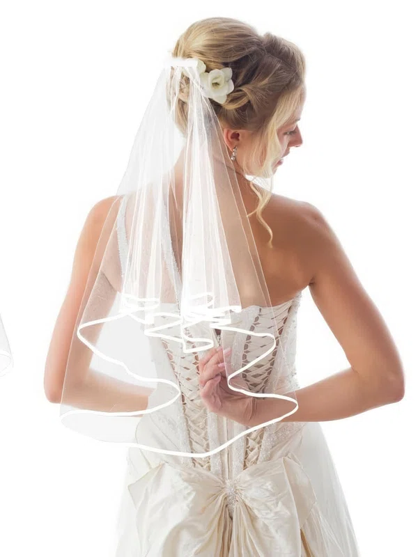 Elbow Bridal Veils Two-tier Ribbon Edge #UKM03010292