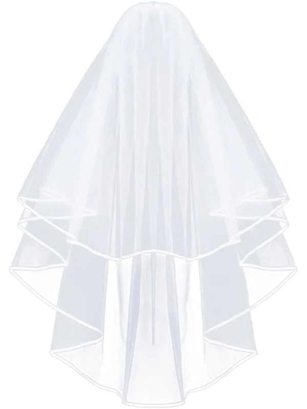 Elbow Bridal Veils Two-tier Ribbon Edge #UKM03010301