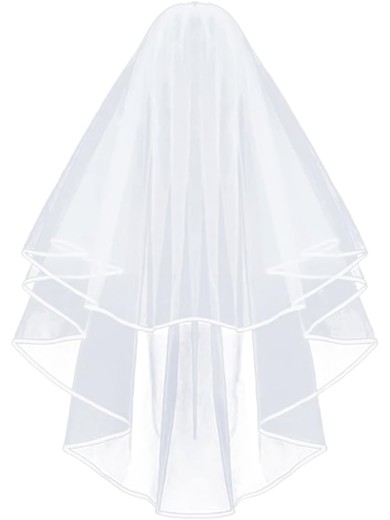 Elbow Bridal Veils Two-tier Ribbon Edge #UKM03010301