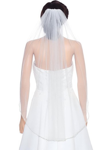 Fingertip Bridal Veils One-tier Beaded Edge #UKM03010310