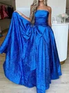 Ball Gown Strapless Ruched Satin Prom Dresses With Bow #UKM020126465