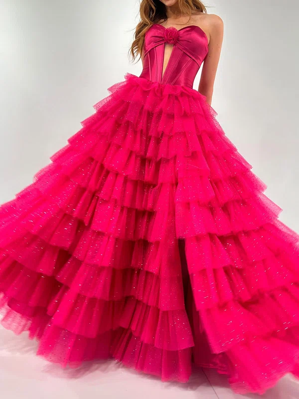 Glitter Ball Gown/Princess Sweetheart Tiered Ruched Prom Dresses #UKM020126474