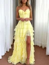 Ball Gown Strapless Chiffon Ruffle Tiered Prom Dresses #UKM020126491