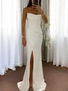 Mermaid Strapless Satin Prom Dresses with Ruched #UKM020126507