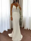 Mermaid V-neck Ruched Satin Prom Dresses with Appliques #UKM020126519