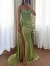 Mermaid Sweetheart Satin Corset Prom Dresses with Appliques #UKM020126529