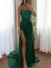 Mermaid Ruched Satin Prom Dresses with Sequin #UKM020126536