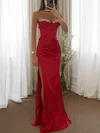 Strapless Ruched Satin Prom Dresses with Beading #UKM020126542