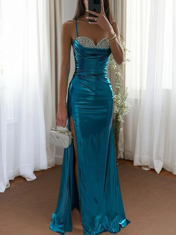 Fitted Glitter Sweetheart Ruched Prom Dresses with Beading #UKM020126544