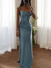 Fitted Sweetheart Satin Ruched Prom Dresses with Slit #UKM020126547