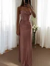 Fitted Sweetheart Satin Ruched Prom Dresses with Slit #UKM020126548