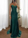 Mermaid Strapless Satin Corset Prom Dresses with Ruched #UKM020126549