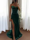 Mermaid Strapless Satin Corset Prom Dresses with Beading #UKM020126557