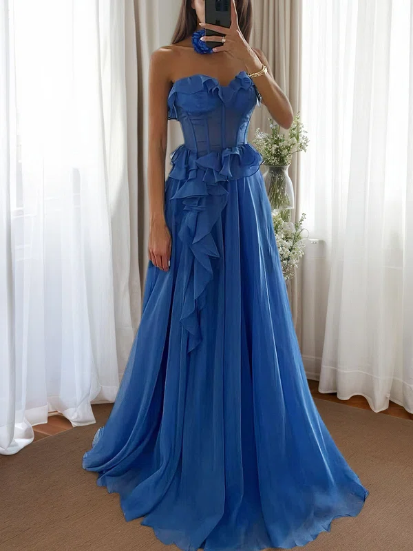 Ball Gown Strapless Corset Chiffion Prom Dresses with Ruffle #UKM020126565