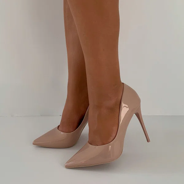 Nude Stiletto Heel Closed Toe Pumps #UKM03031557