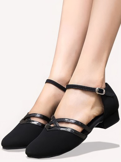 Women's Ballroom Shoes T-Strap Chunky Heel Block Heel Satin Indoor Solid Color Dance Shoes #UKM03031595