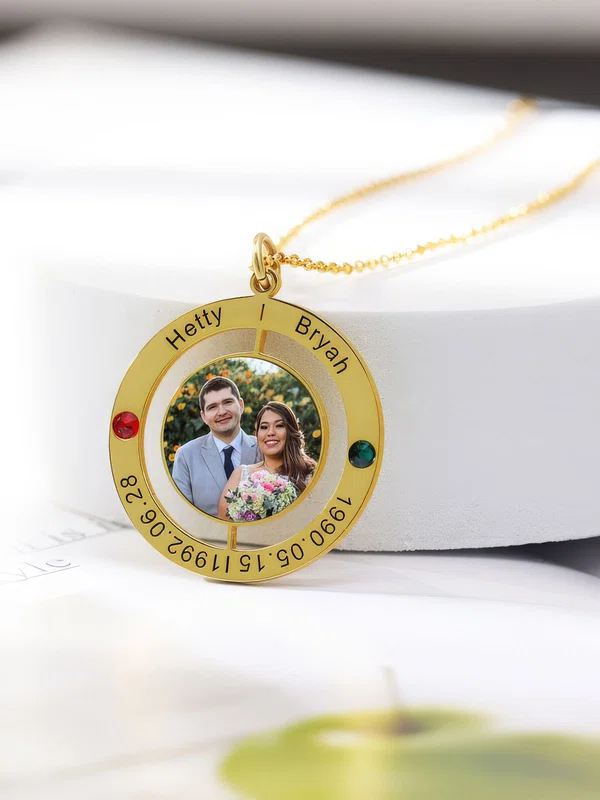 Birthstone Circle Beautiful Fashionable Photo Necklace #UKM03060212